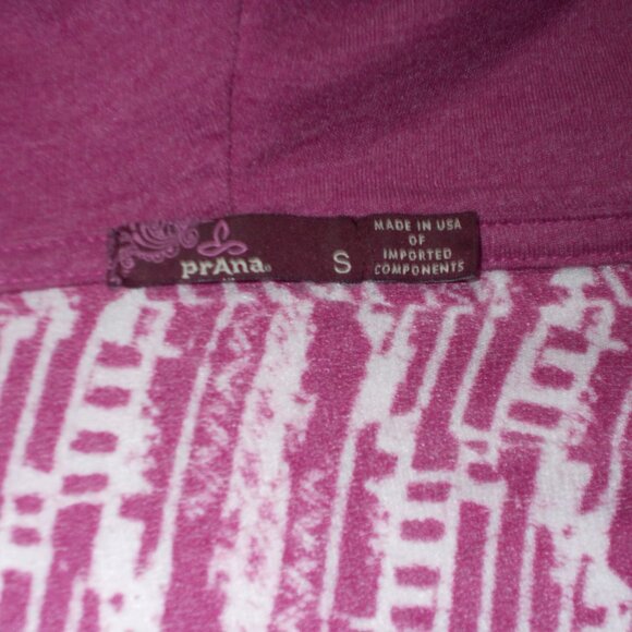 Prana pink and white hoodie with wrap front in S, ecofriendly fabric - Picture 2 of 3